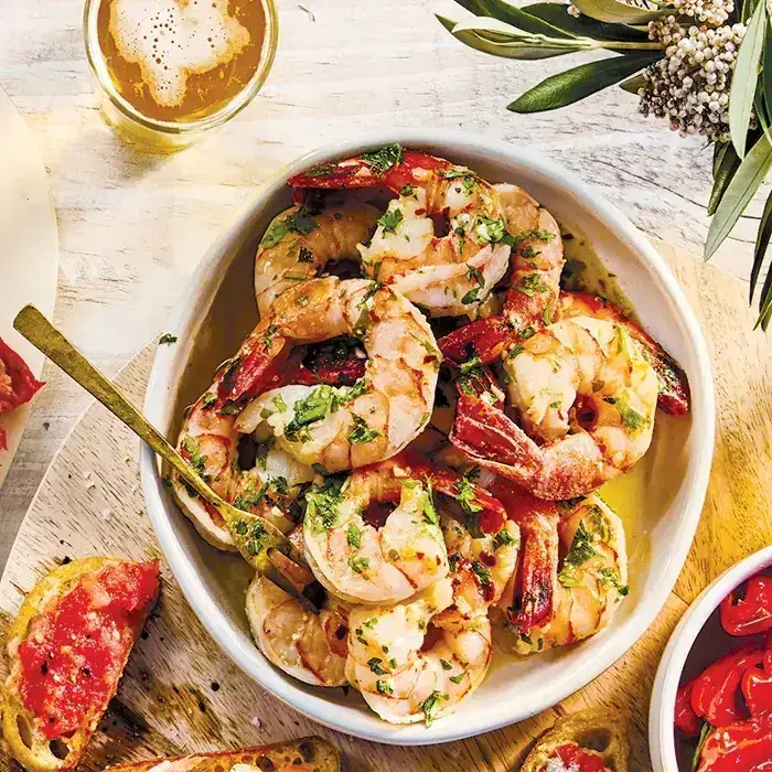 Чесночные креветки с хересом