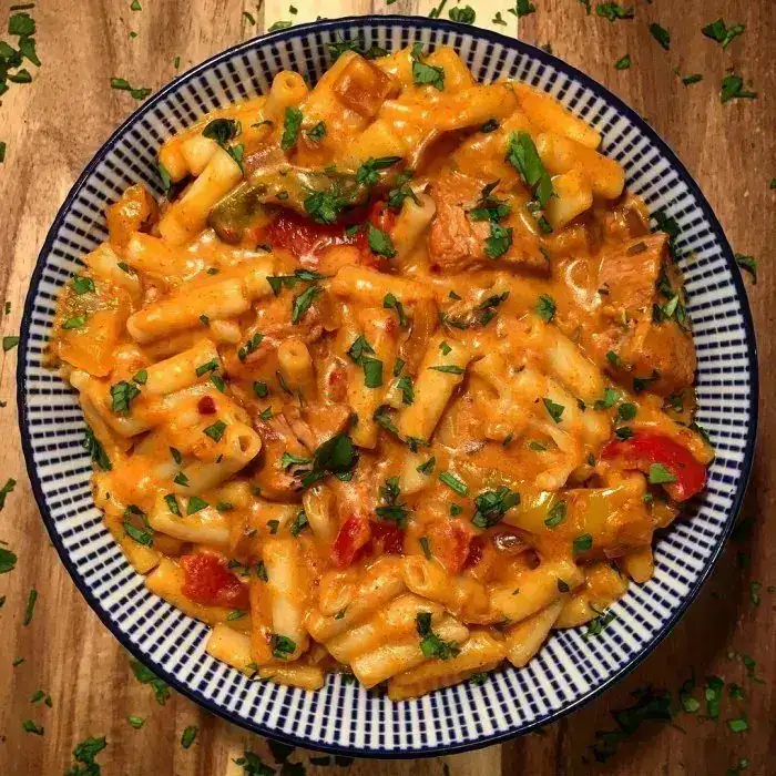 Макароны с сыром и курицей Фахита