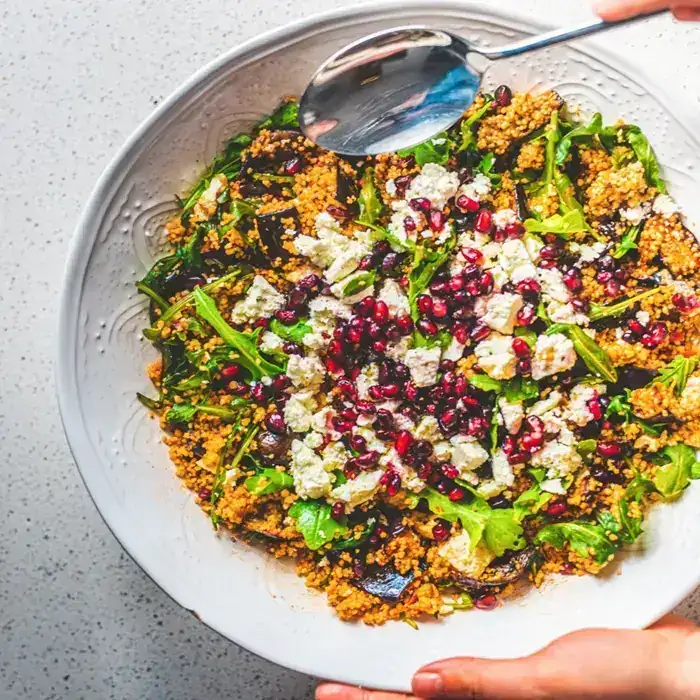 Салат из кускуса с баклажанами