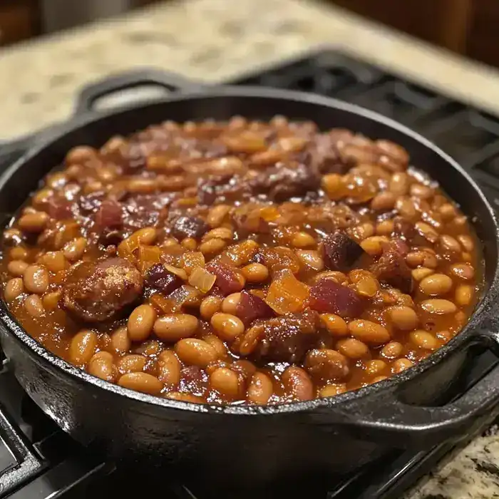 Томлёная фасоль с патокой